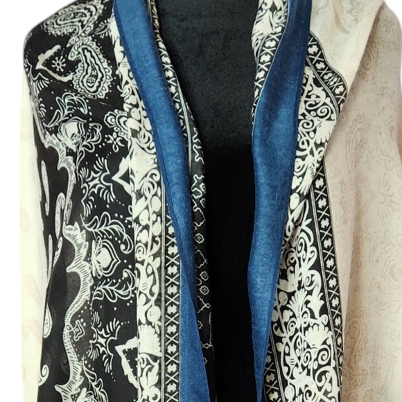 MIA + TESS Pattern Lightweight Scarf Navy/Black/White - Picture 8 of 14